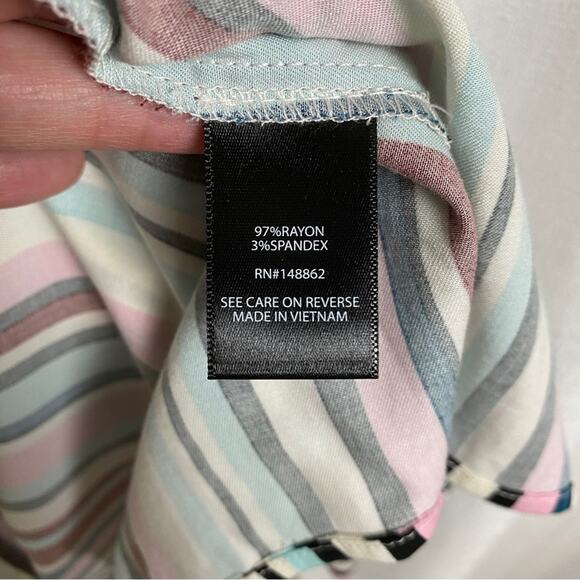 Torrid White, Purple&Pink Stripe Challis Button Front Shirt Dress Sz.4 NWT - Picture 15 of 16